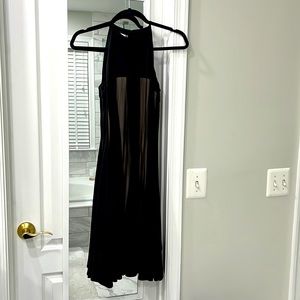 Maggy London Black Halter Dress with Sheer Panels